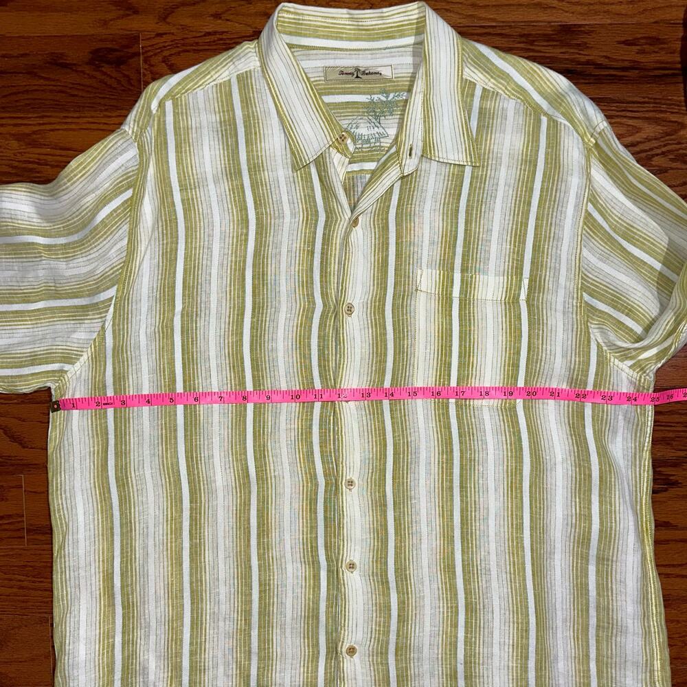 Tommy Bahama Men’s Linen Striped Green Long Sleeve Button Down Shirt Size XL - Picture 8 of 10